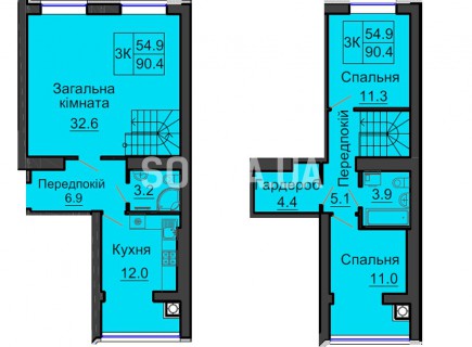 Двухуровневая квартира 90,4 м/кв - ЖК София