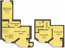 Двухуровневая квартира 108,7 м/кв - ЖК София