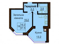 Однокомнатная квартира 37.5 м/кв - ЖК София