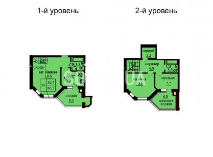 Двухуровневая квартира 86.2 м/кв - ЖК София