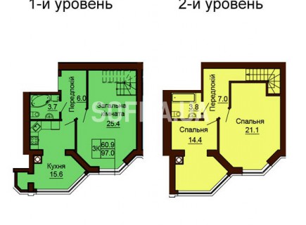 Двухуровневая квартира 97 м/кв - ЖК София