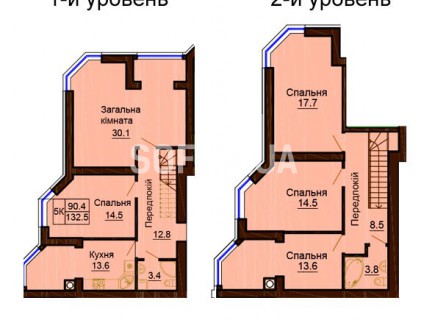 Двухуровневая квартира 132.5 м/кв - ЖК София