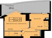 Однокомнатная квартира 38,2 м/кв - ЖК София