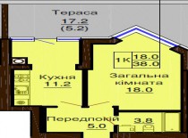 Однокомнатная квартира 38.0 м/кв - ЖК София