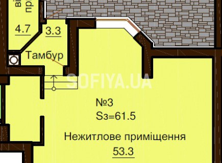  Нежилое помещение 61.5 м/кв - ЖК София