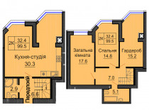 Дворівнева квартира 99,5 м.кв - ЖК София