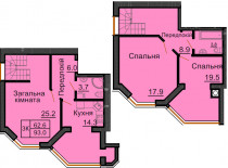 Двухуровневая квартира 93 м/кв - ЖК София