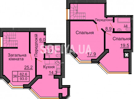 Двухуровневая квартира 93 м/кв - ЖК София