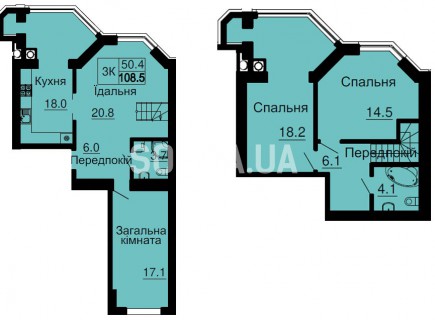 Двухуровневая квартира 108,5 м/кв - ЖК София