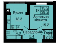 Однокомнатная квартира 39,2 м/кв - ЖК София