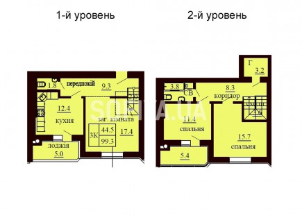 Двухуровневая квартира 99.3 м/кв - ЖК София