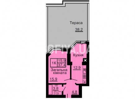 Однокомнатная квартира 37,4 м/кв - ЖК София