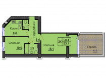 Двухкомнатная квартира 53,1 м/кв - ЖК София