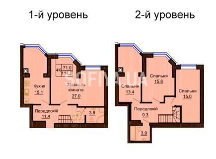 Двухуровневая квартира 114.5 м/кв - ЖК София