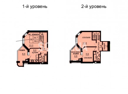 Двухуровневая квартира 86.1 м/кв - ЖК София