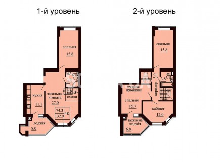 Двухуровневая квартира 132.9 м/кв - ЖК София