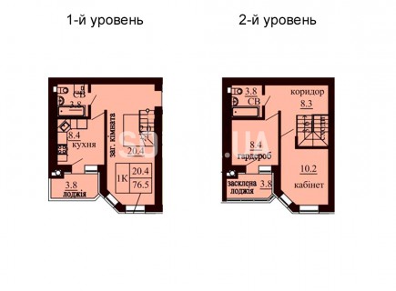 Двухуровневая квартира 76.5 м/кв - ЖК София