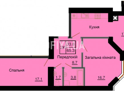 Двухкомнатная квартира 65,3 м/кв - ЖК София