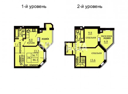 Двухуровневая квартира 86.1 м/кв - ЖК София