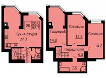 Двухуровневая квартира 93,7 м/кв - ЖК София