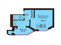 Однокомнатная квартира 49.4 м/кв - ЖК София