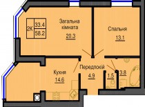 Двухкомнатная квартира 58,2 м/кв - ЖК София