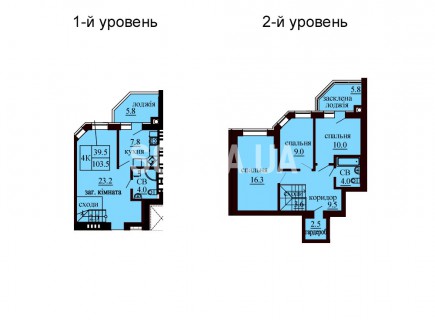 Двухуровневая квартира 103.5 м/кв - ЖК София