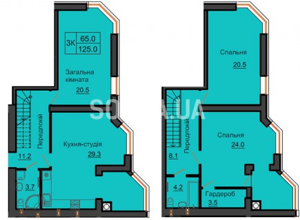 Двухуровневая квартира 125,0 м/кв - ЖК София