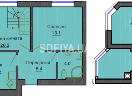 Двухуровневая квартира 99 м/кв - ЖК София