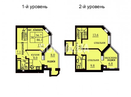 Двухуровневая квартира 86.1 м/кв - ЖК София