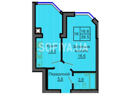 Однокомнатная квартира 39,5 м/кв - ЖК София