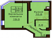 Однокомнатная квартира 39.2 м/кв - ЖК София