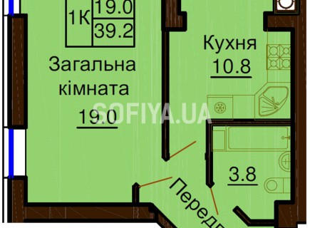 Однокомнатная квартира 39.2 м/кв - ЖК София