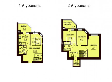 Двухуровневая квартира 103.5 м/кв - ЖК София