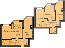 Двухуровневая квартира 120,8 м/кв - ЖК София