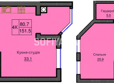 Двухуровневая квартира 151.5 м/кв - ЖК София