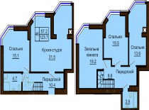 Двухуровневая квартира 123.7 м/кв - ЖК София