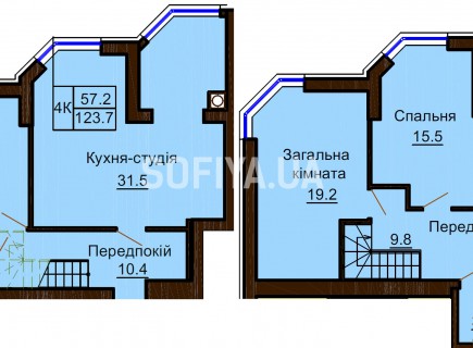 Двухуровневая квартира 123.7 м/кв - ЖК София