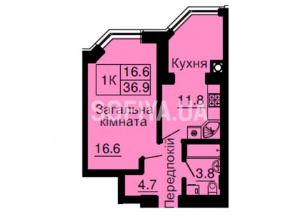 Однокомнатная квартира 36,9 м/кв - ЖК София