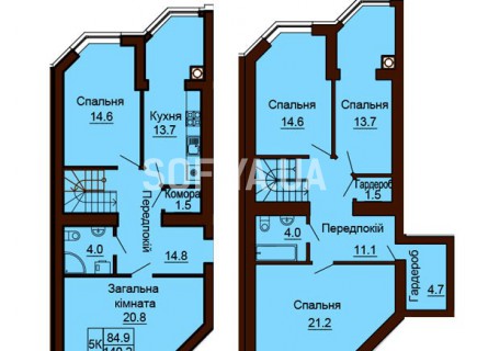 Двухуровневая квартира 140.2 м/кв - ЖК София