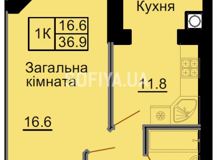 Однокомнатная квартира 36,9 м/кв - ЖК София