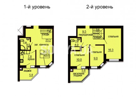 Двухуровневая квартира 103.5 м/кв - ЖК София