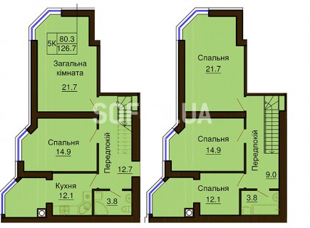 Двухуровневая квартира 126 м/кв - ЖК София