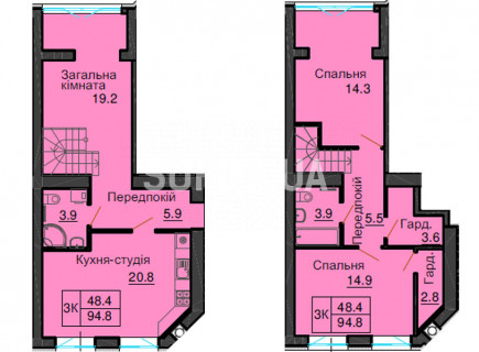 Дворівнева квартира 98,8 м.кв - ЖК София