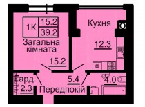 Однокомнатная квартира 39,2 м/кв - ЖК София