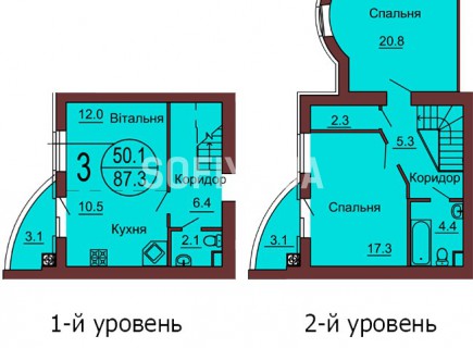 Двухуровневая квартира 87.3 м/кв - ЖК София