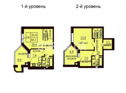 Двухуровневая квартира 84.1 м/кв - ЖК София