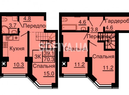 Двухуровневая квартира 70,3 м/кв - ЖК София