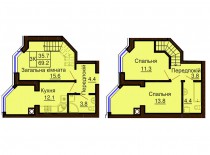 Двухуровневая квартира 69.2 м/кв - ЖК София