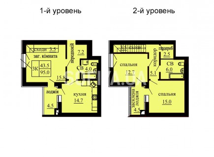 Двухуровневая квартира 95 м/кв - ЖК София